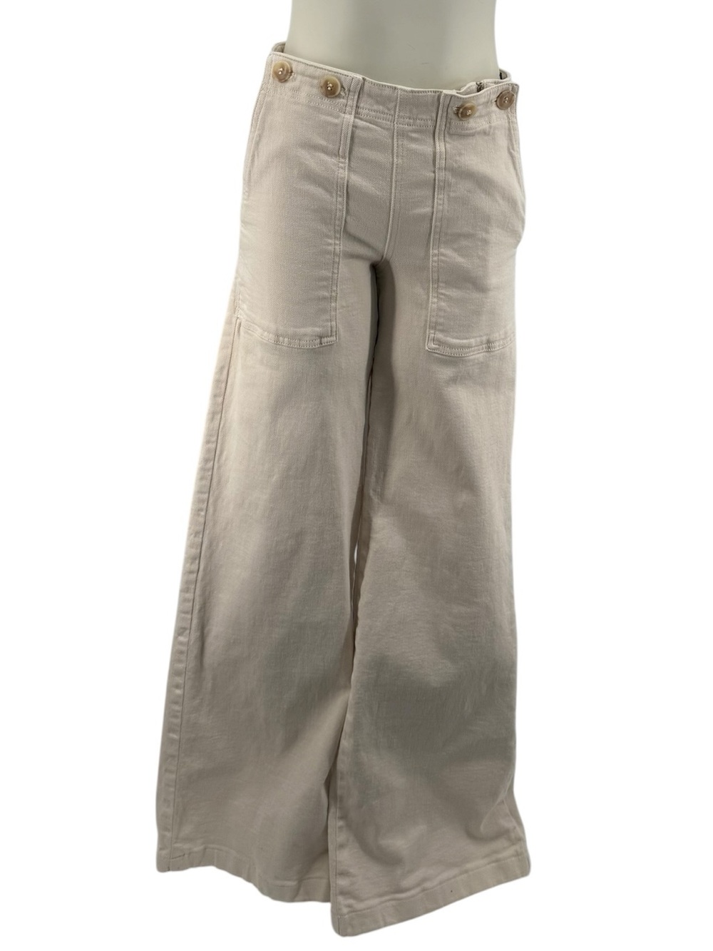 Pilcro High-Rise Wide Leg Jeans in Light Beige Cream